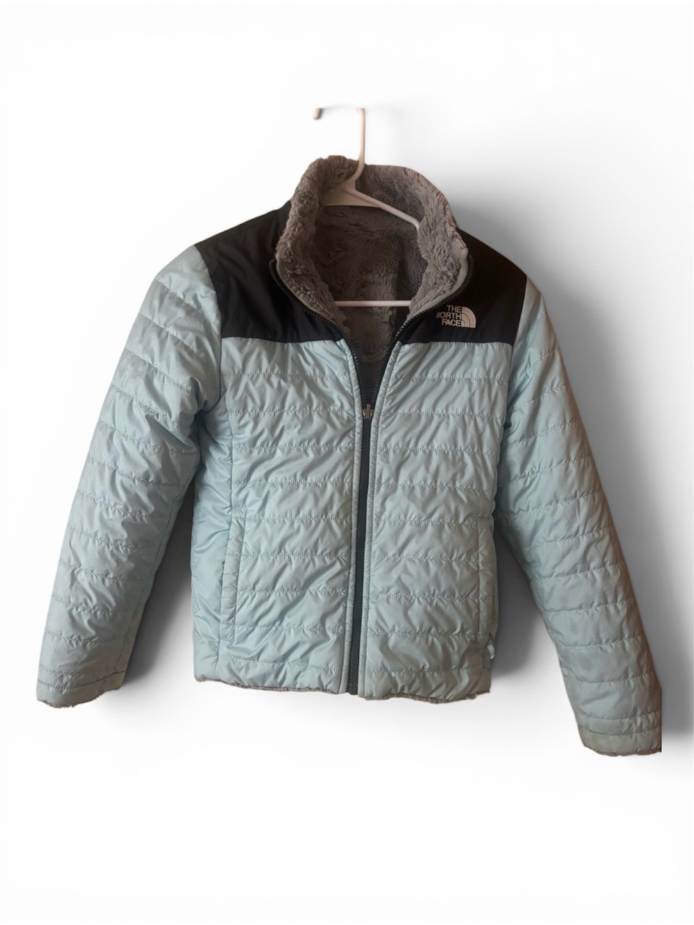 The North Face Kids M (10-12) Light Blue Insulated Jacket with Black Yoke